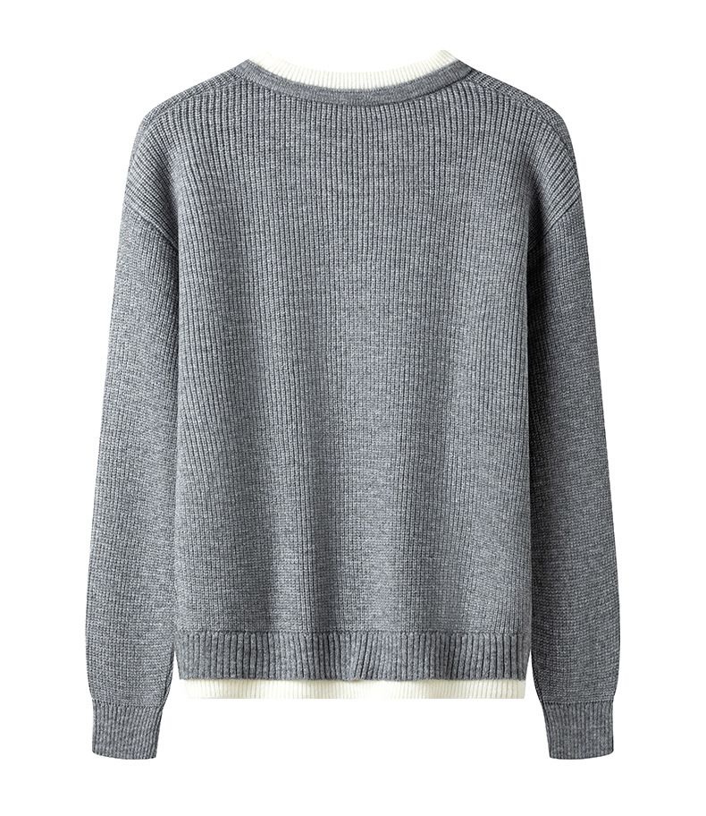 Maglione a collo alto a strati in stile coreano per uomo - Pullover oversize spesso con tessuto elasticizzato, dolcevita invernale casual_voghion.com
