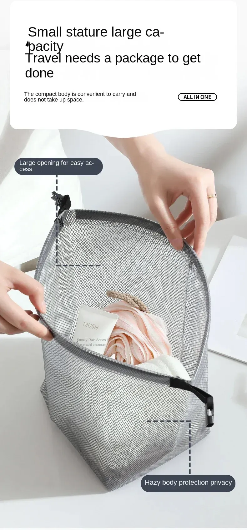 Borsa a rete impermeabile trasparente, pochette da viaggio per trucco, per uso quotidiano, regalo estivo da spiaggia 250318l_voghion.com