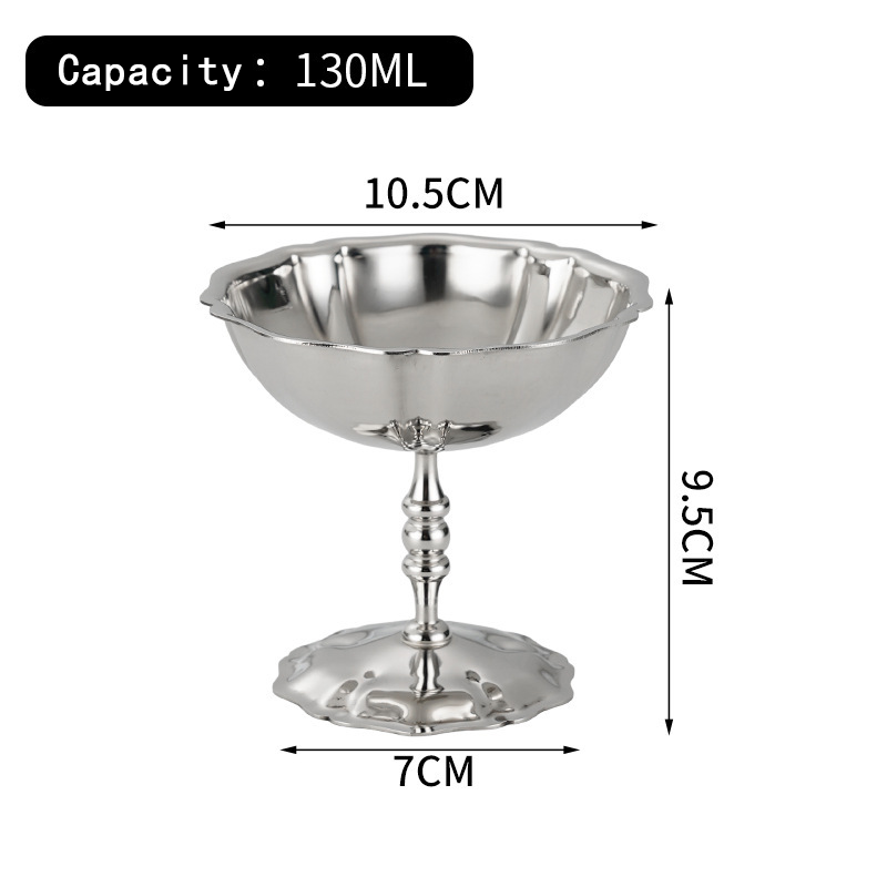 Light Luxury Creative 304 Stainless Steel Sweet Cup Goblet Short Foot Ice Cream Cup Ins Nordic Internet Black Tea Pudding Cup_voghion.com