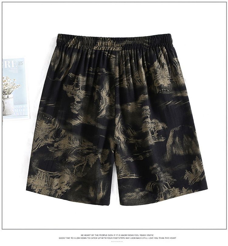 Pantaloncini sportivi da corsa casual da spiaggia estivi in lino di qualità, pantaloni a gamba dritta a 5 punti da uomo_voghion.com