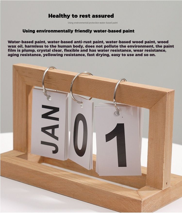 Wooden Flip Page Minimalist Home, Study, Dormitory, Desktop, Desk Perpetual Calendar, Props, Decorations,_voghion.com