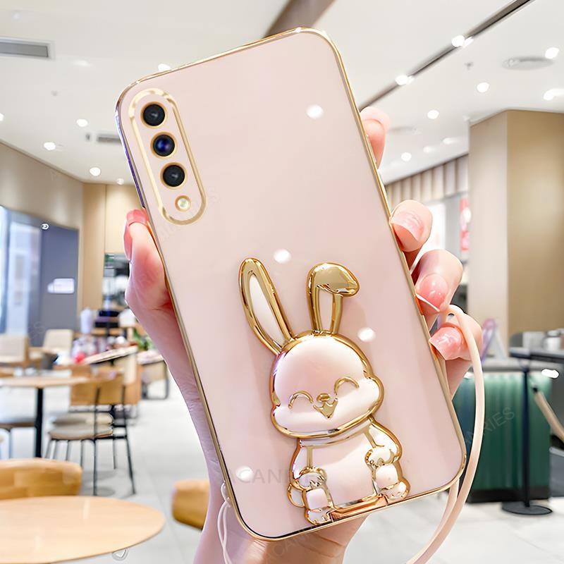 A 50 70 30s Plating Rabbit Hold Case For Samsung Galaxy A50 A70 A7 2018 A30s A21s A20 A51 A71 4g Lanyard Silicone_voghion.com