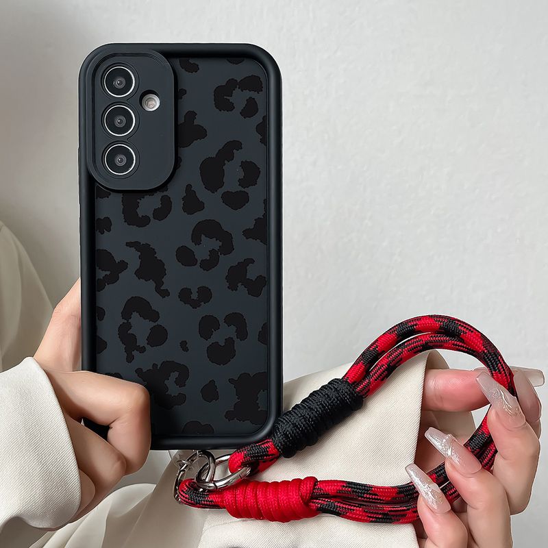 Custodia a catena da polso leopardata per Samsung S25 Plus Ultra S24 FE A16 A06 A26 36 A56 M13 M35 M55 M32 Custodia per telefono con cinturino da appendere per gatti_voghion.com