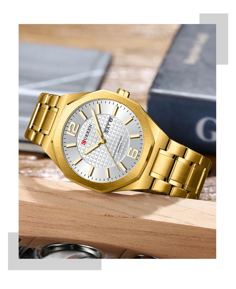 Men's Classic Round Analog Watch With Dual Calendar, Waterproof 30M, Stainless Steel Case & Band, Mineral Crystal, Quartz Movement_voghion.com