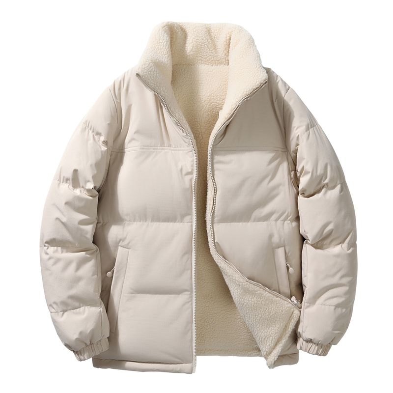 Casaco de lã de cordeiro de novo estilo de inverno masculino de algodão com pelúcia e pão grosso, casaco de algodão quente solto de dupla face para mulheres_voghion.com