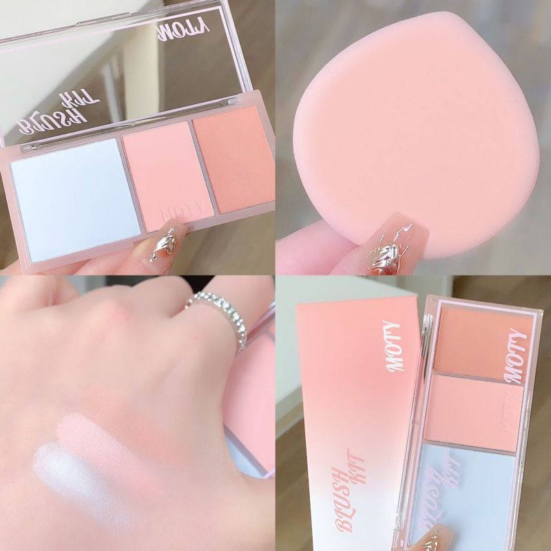 MOTY dreifarbiges Rouge-Püree-Rouge-Puder ist zart und einfach zu handhaben, um die Farbe und Vitalität des Mädchens zu zeigen, tragbar und günstig_voghion.com