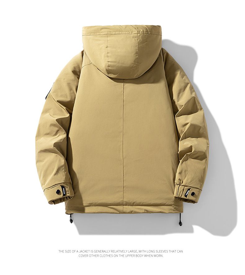 Herrenbekleidung Winter-Arbeitskleidung Daunenjacke Kurzer Stil Lässiger Mode-Kapuzenparka Mit 700FP Weißer Entendaunen, Wasserdichter Winddichter Verdickter Mantel_voghion.com