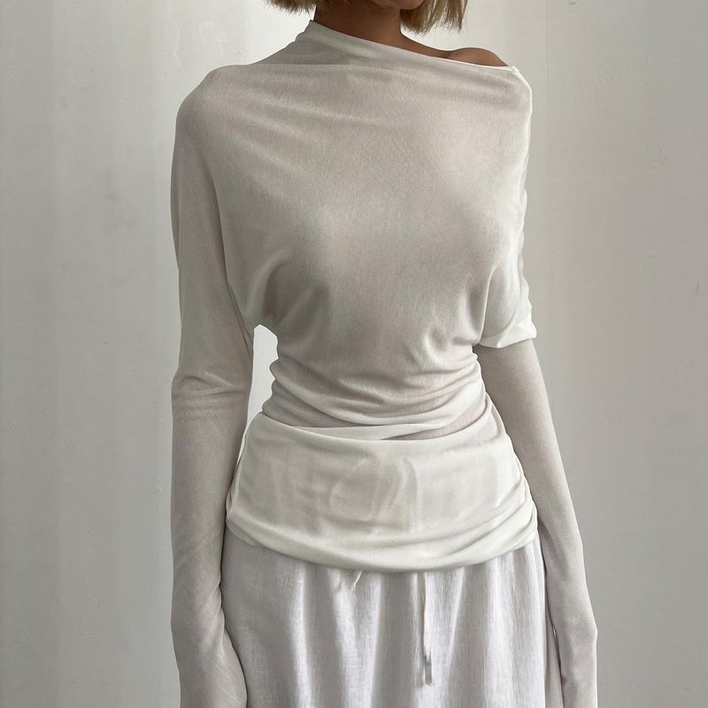 Nuovo top a maniche lunghe in maglia da donna in stile autunnale, un design elegante, abbinato a una maglietta hot girl con spalle scoperte_voghion.com