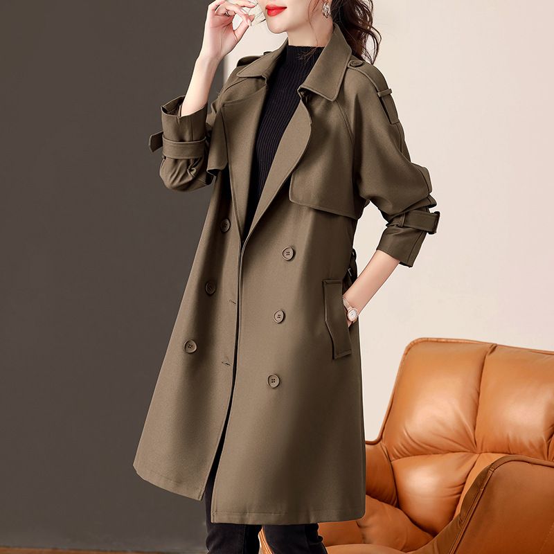 Trench britannico europeo per le donne, nuovo stile primaverile e autunnale, vestibilità aderente, versatile, giacca di media lunghezza_voghion.com