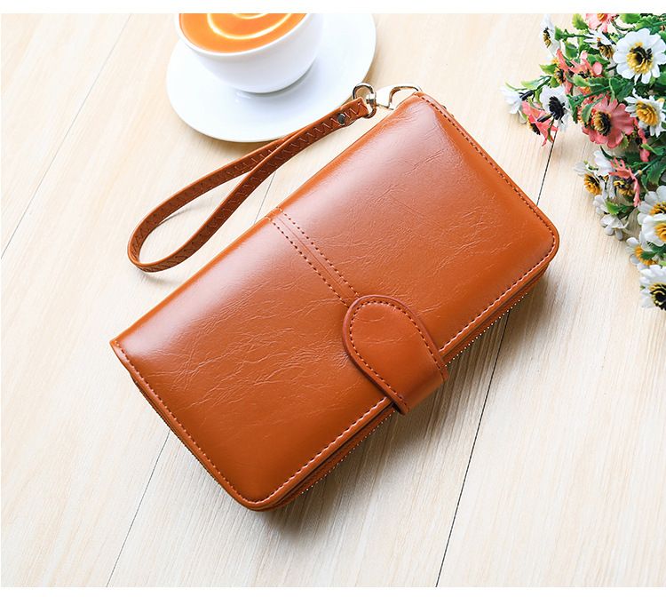 Explosive Damen Geldbörse 2024 Neuer Reißverschluss Ölwachs Leder Geldbörse Schnalle Handytasche Ölleder Neue PU Clutch_voghion.com