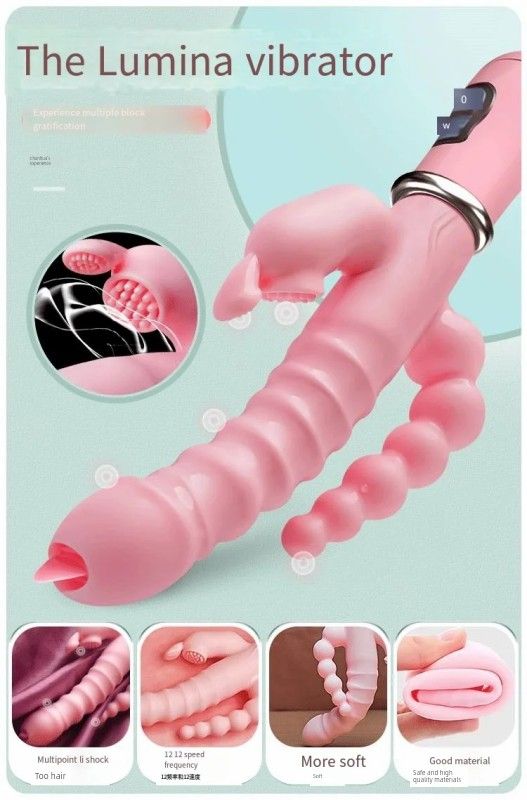 Vibromasseur lapin 3 en 1, gode, léchage de langue, jouets sexuels anaux_voghion.com