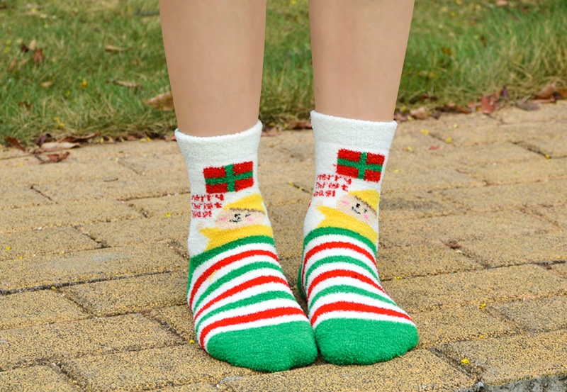 Calzini da donna Calza di Natale Calza di Natale da donna Le nuove calze da donna di Babbo Natale in velluto corallo_voghion.com