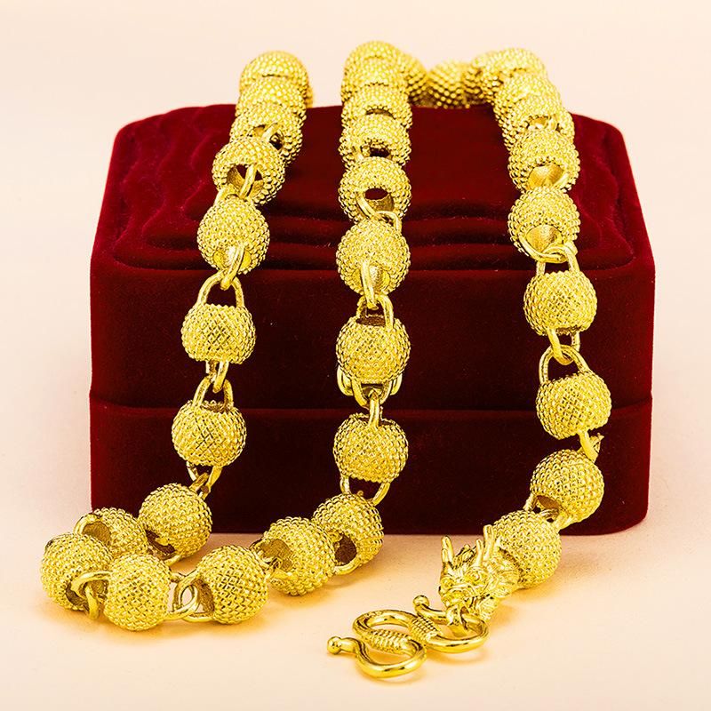 Collana con perline di Buddha color oro per donna Uomo Gioielli girocollo di lusso placcati in oro senza sbiadimento_voghion.com