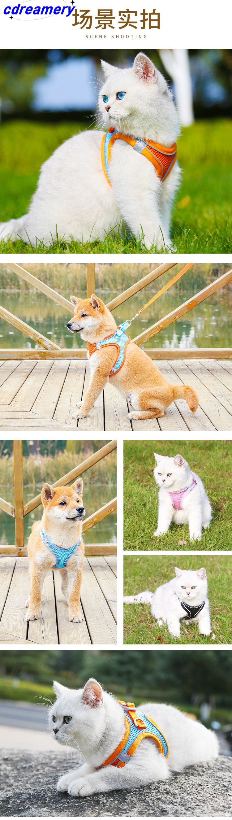 Reflective Pet Harness Dogs Strap With Leash Adjustable Harness Vest Breathable Collars For Chihuahua Small Large Dogs_voghion.com