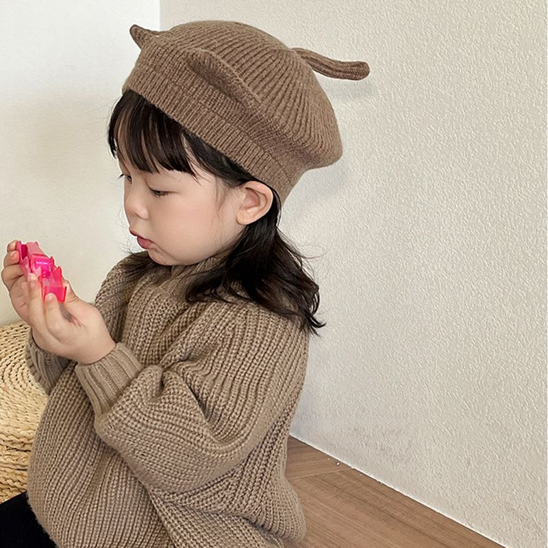Cappello da berretto per bambini con orecchie da gatto, alla moda, autunno inverno, caldo, lavorato a maglia, per ragazzi e ragazze, carino, tinta unita, per bambini, artisti_voghion.com