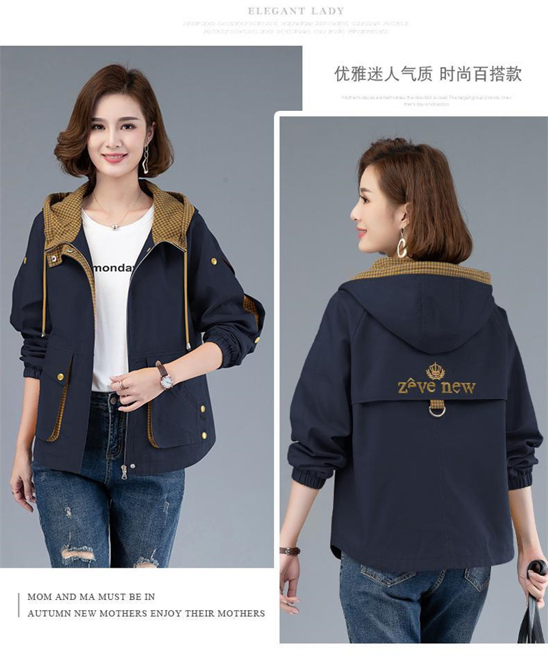 2022 NEW Spring Autumn Short jacket Middle-Aged Women Hooded Tops Loose Casual Coat Large Size Mother Outerwear_voghion.com