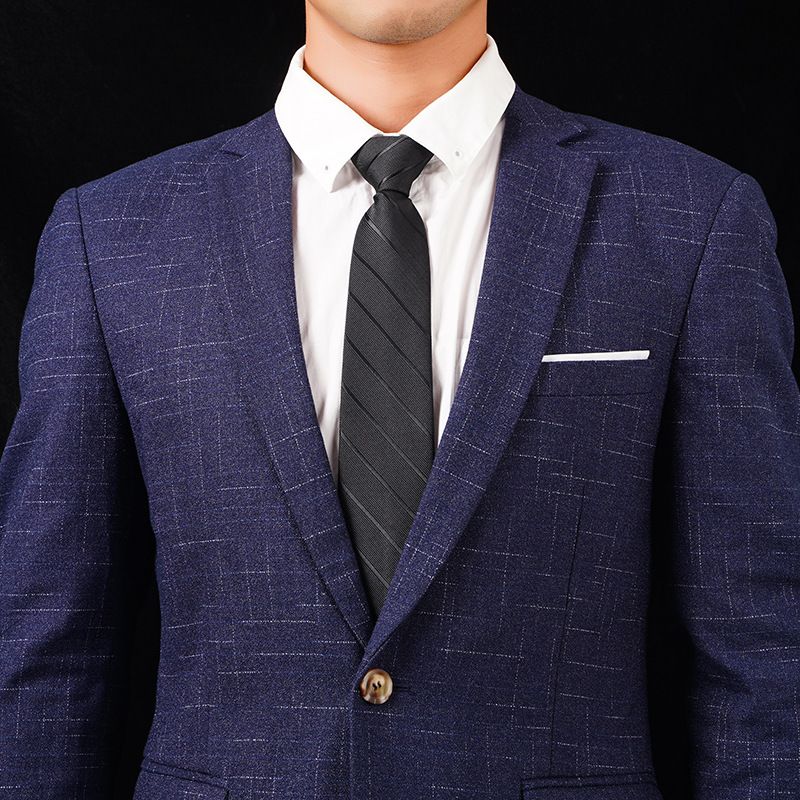 Cravatta da uomo con cerniera, elegante e formale, per donna, sposo, matrimonio, blu a righe, sottile, nera, senza nodo, facile da tirare_voghion.com