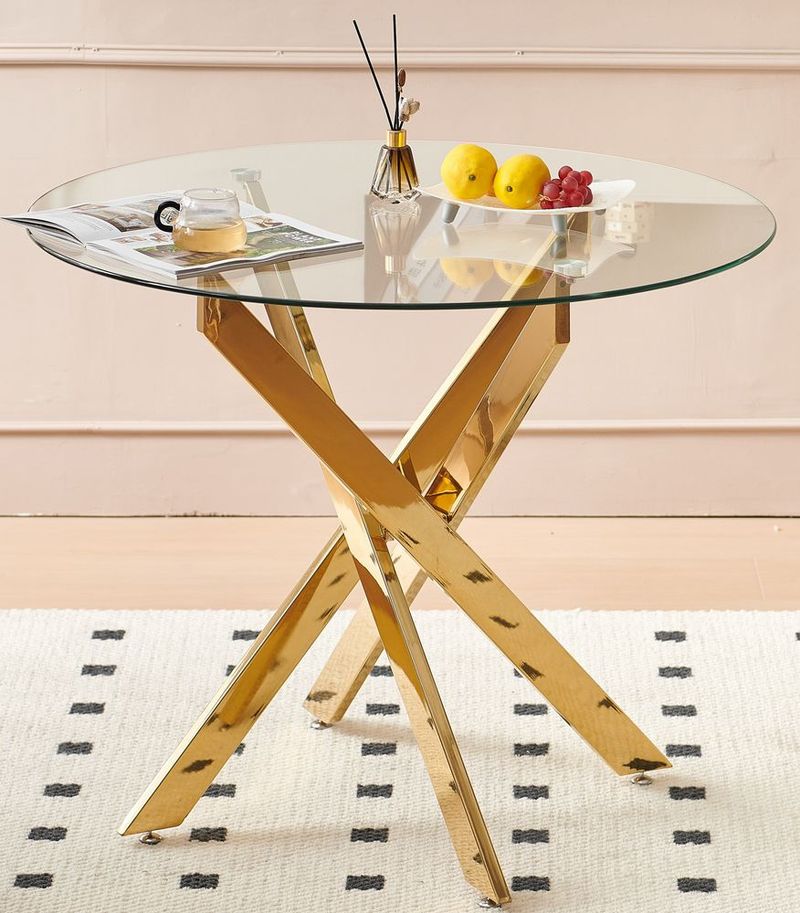 42.1' Table Mid-century Dining Table For 4-6 People With Round Mdf Table Top, Pedestal Dining Table, End Table Leisure Coffee Table,cross Leg_voghion.com