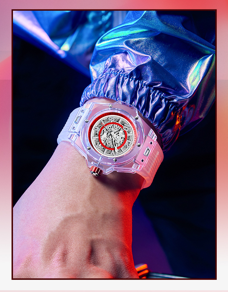 Live-Streaming der neuen Orona/ONOLA modischen, vollautomatischen, mechanischen Herren-Armbanduhr, wasserdicht, transparent_voghion.com