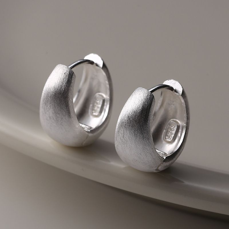 Orecchini pendenti a forma di U in argento sterling 925 spazzolato, pesanti, fatti a mano, in argento opaco brillante, versatili e alla moda per donne_voghion.com