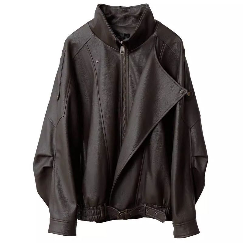 Giacca da motociclista in pelle Melard, nuova e resistente, in stile americano, da uomo e da donna, vestibilità ampia e versatile, per autunno e inverno_voghion.com