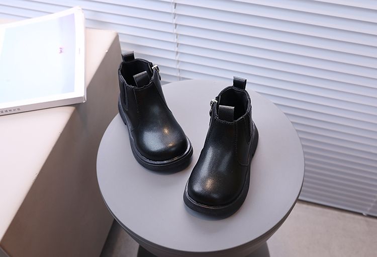 Stivali autunnali in pelle singola di colore solido per bambine, stile britannico, corti, per bambini_voghion.com