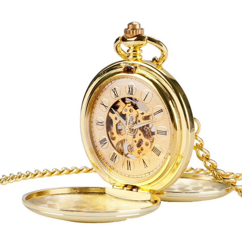 Metal White Polished Double Open Cover Mechanical Glossy Student Gift Commemorative Pocket Watch_voghion.com