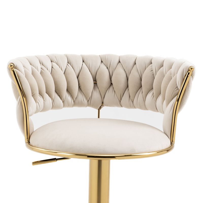 Lot de 2 tabourets de bar pivotants à 360° Samt, hauteur réglable avec mécanisme à un bouton, dossier rembourré doux, chaises de cuisine pour salle à manger_voghion.com