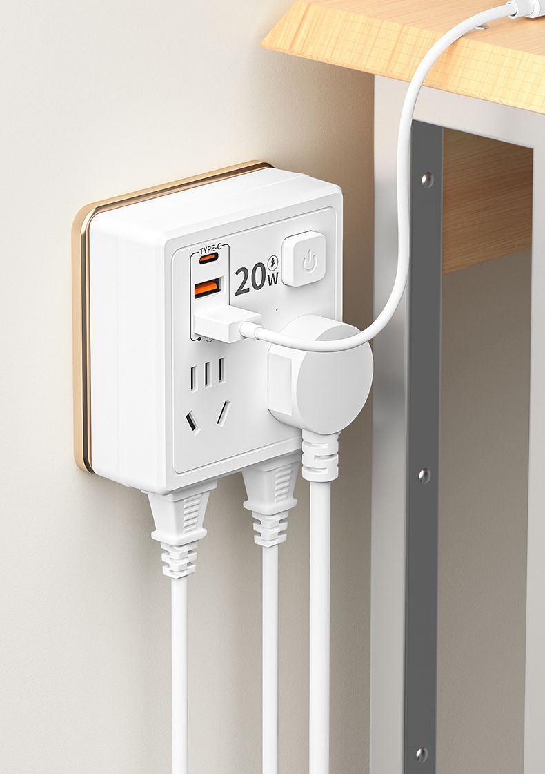 Multifunctional Multi-hole 86 Socket Household Dormitory Converter With Switch USB Power Strip 20W Fast Charging Night_voghion.com