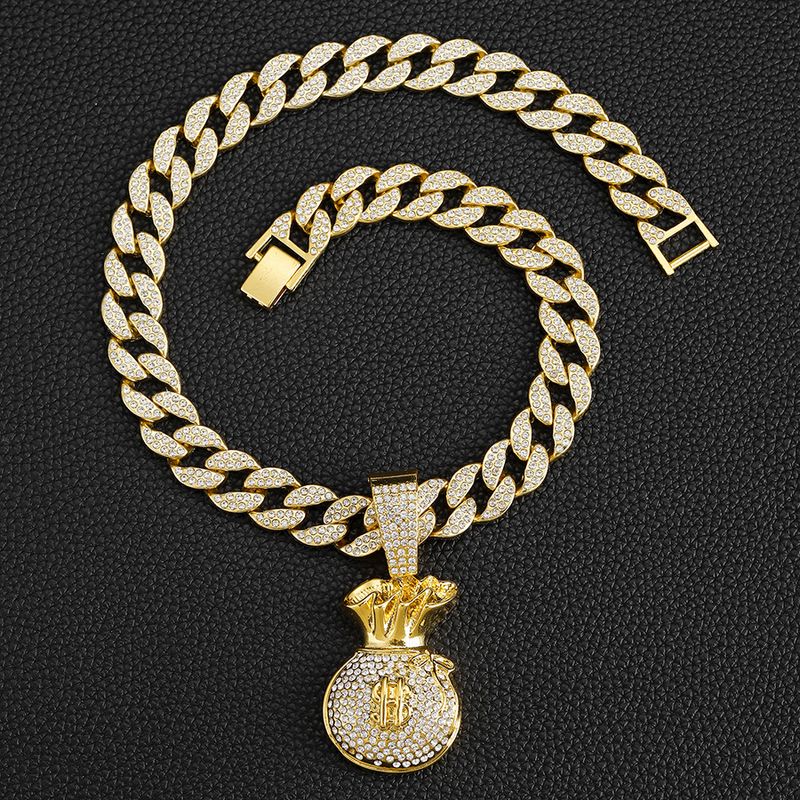 Hip Hop Street Crowd personalisierte Dollar Symbol Geld Tasche Anhänger kubanischen Kette_voghion.com