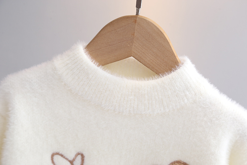 Mädchenpullover Herbst und Winter Nerzfleece gestrickt im Baby-Stil_voghion.com