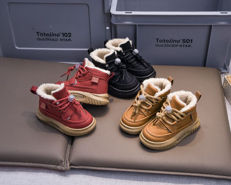 2024 Winter Neue Kinder 21-30 Größe Jungen und Mädchen Plüsch Kurze Stiefel Warme Baumwolle Schuhe Trendy_voghion.com