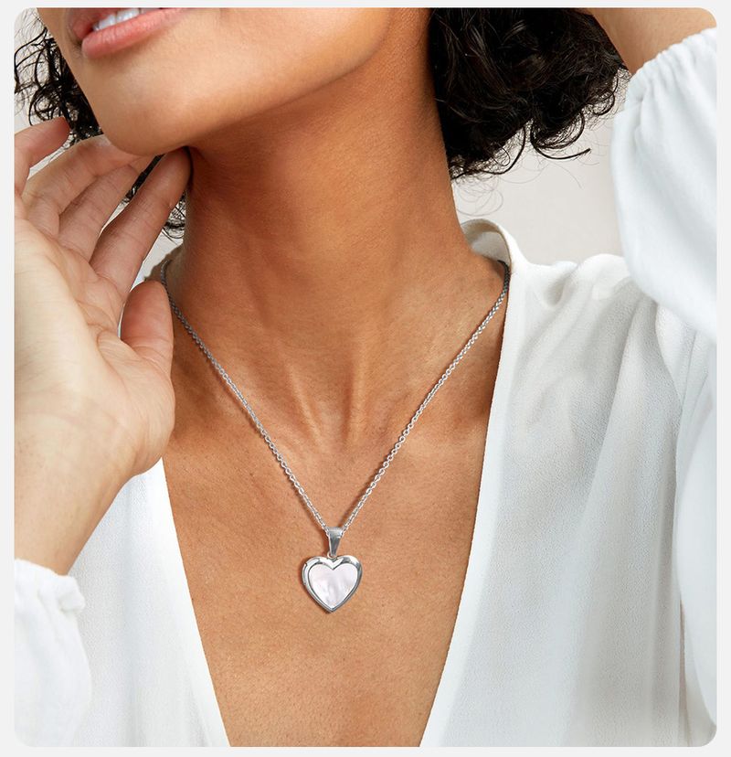 Ready Stock Vnox Dames Medaillon Kettingen, Openbare Hart Hangers, Roestvrijstalen Schelp Fotolijst Ketting_voghion.com