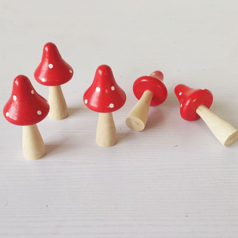 Pastoral style lotus Wood big mushroom succulent plant ornaments Moss micro decorations DIY home ornaments_voghion.com