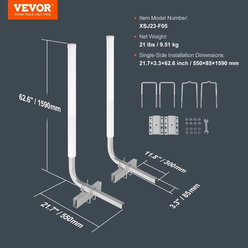 Set marino in acciaio antiruggine con copertura per la pesca, doppi supporti con rimorchio da 60'' per guida SA e sci Ibly ideale regolabile in PVC_voghion.com