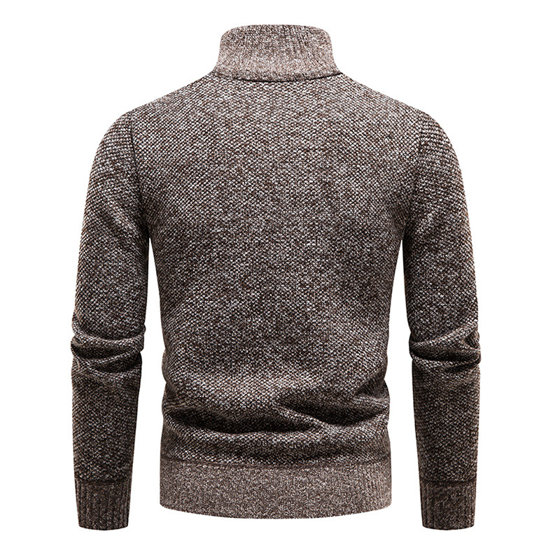 2023 new autumn and winter plus velvet men's large size half turtleneck sweater men's zipper sweater wholesale_voghion.com