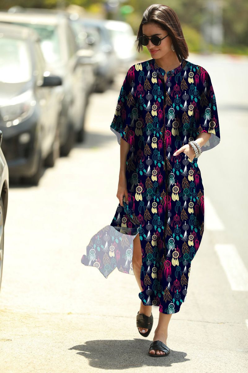 Vestido largo con estampado de leopardo para mujer, túnica playera, protección solar, traje de baño envolvente_voghion.com