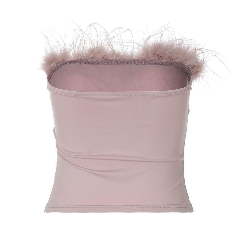Ropa de mujer Primavera/Verano 2025 Nueva moda Conjunto sexy con flecos en el pecho, escote sencillo y ajustado._voghion.com