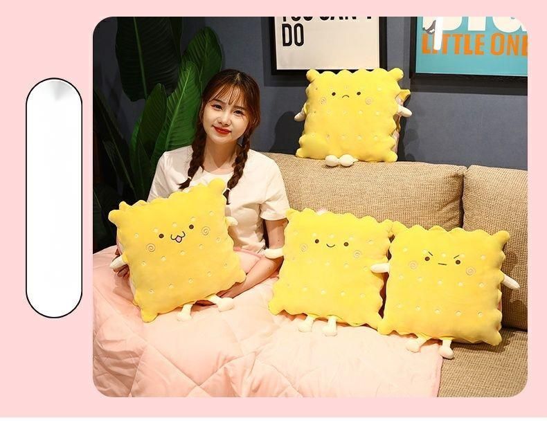 Cute Cartoon Cookie Pillow Dual-use Air Conditioner Sofa Cushion Office Nap Foldable Car Blanket_voghion.com