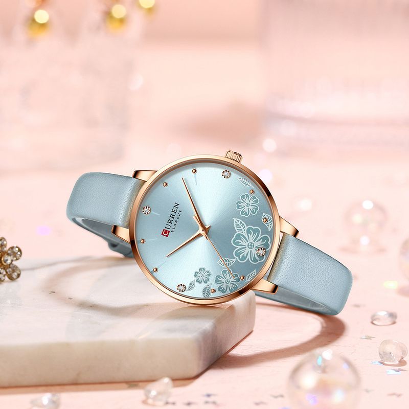 Elegante orologio al quarzo da donna con cinturino in pelle, piccolo quadrante rotondo, resistente all'acqua per un uso casual e quotidiano. Orologio autentico._voghion.com