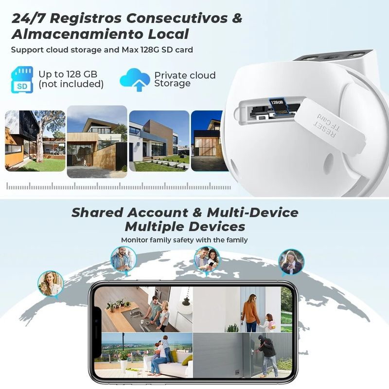 4K 8MP PTZ WIFI Lens Dual Screen 4X Digitale Zoom IP Camera 4MP HD Auto Tracking Outdoor CCTV Surveillance iCSee App_voghion.com