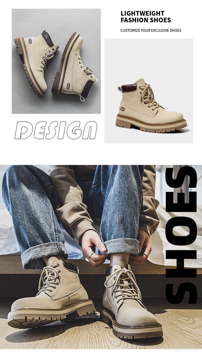 Rhubarb Boots Men's Thick-soled Heightening Desert Martin Boots High-top Men's Boots Functional Wind_voghion.com