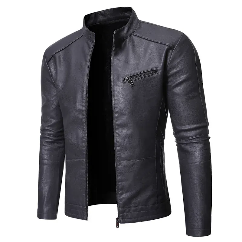 Veste en cuir PU slim pour homme, nouvelle collection printemps-automne, tendance coréenne, coupe slim, décontractée, veste de moto_voghion.com