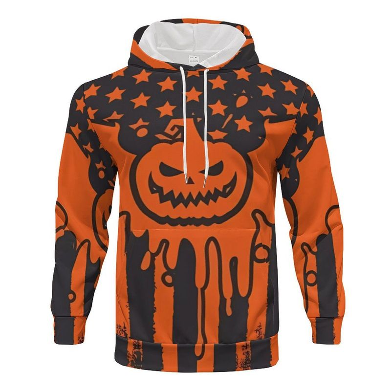 Felpa con cappuccio casual e ampia da uomo, modello "Little Pumpkin", per Halloween, 2024_voghion.com