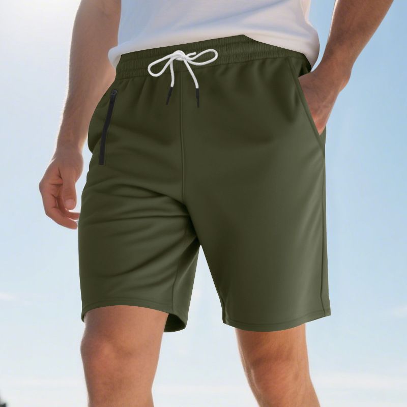 Sommer im amerikanischen Stil Neue Herren Casual Sports Buttoned Beach Solid Color Shorts_voghion.com