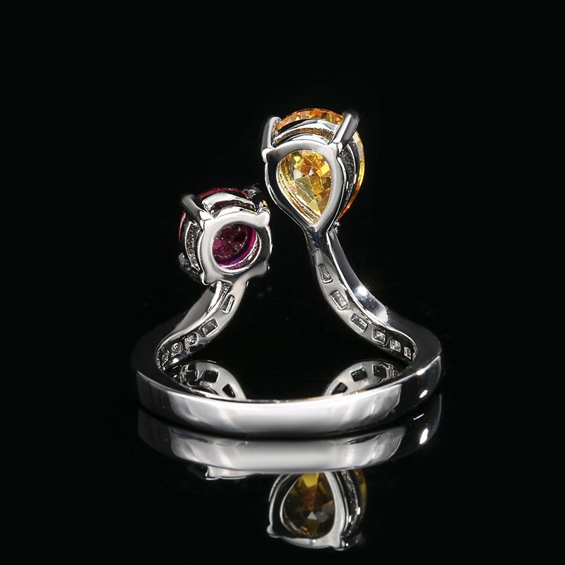 New Jewelry Jewelry Ring Inlaid With Colored Zircon High-end Light Luxury Niche Versatile Women's Open Ring_voghion.com