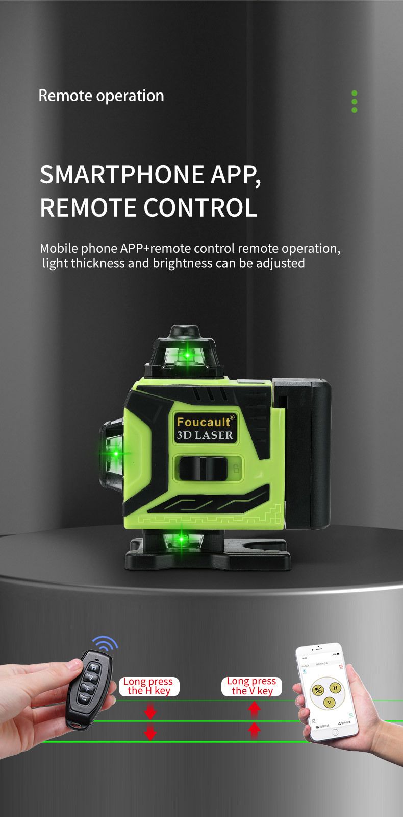 Self-Leveling Green Beam Laser Level – Compact Cross-Line Laser For Indoor/Outdoor Use, High Visibility In Bright Light, 360° Magnetic Base_voghion.com