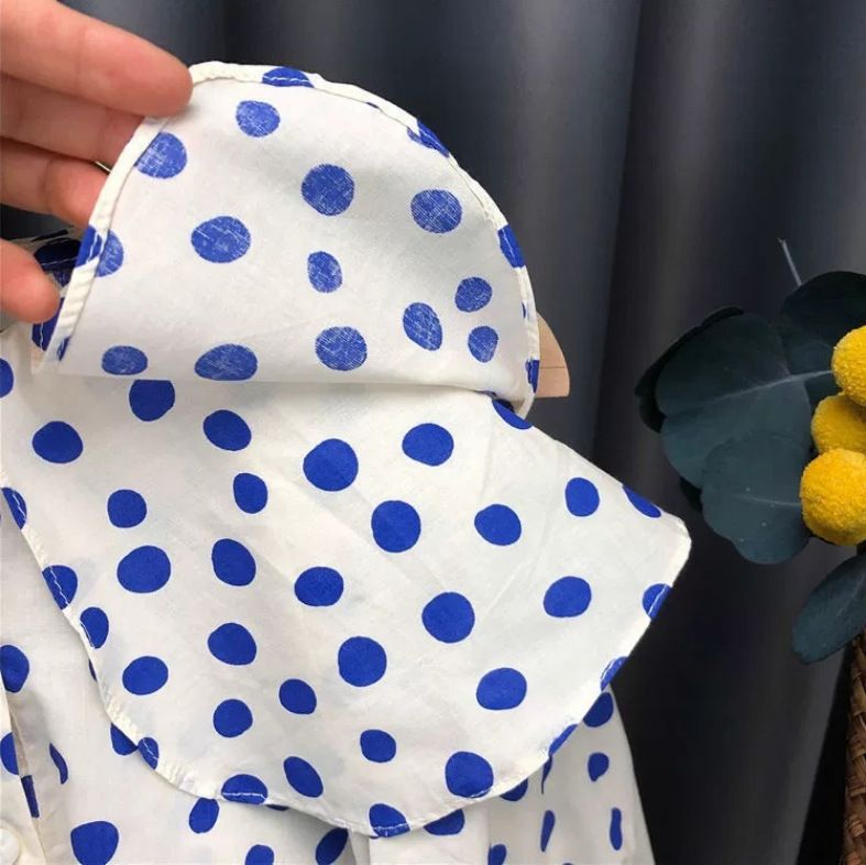 Kinderkleidung Mädchen Niedlich Polka Dot Großes Revers Hemd Plus Jeans Zweiteiliges Set_voghion.com