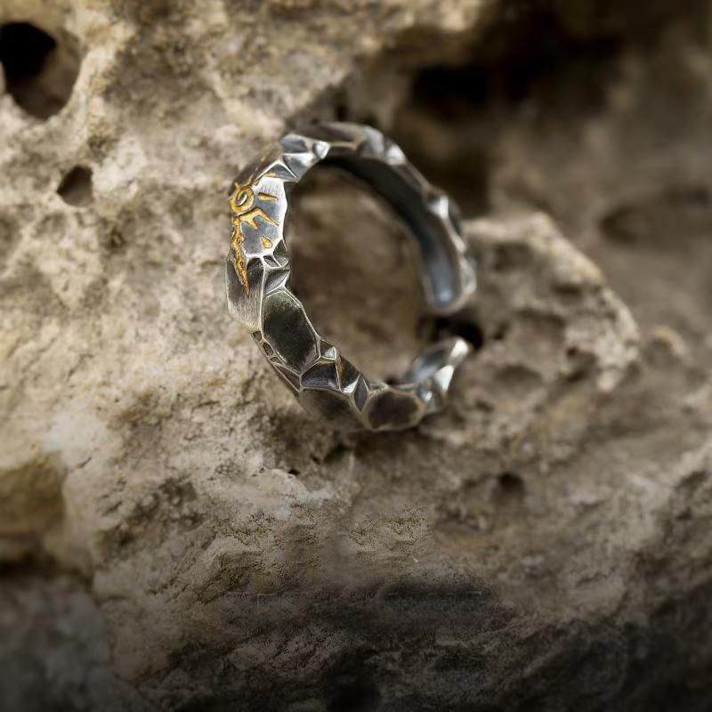 Collana hip hop con catena in acciaio inossidabile abbinata al colore del meteorite personalizzato con ciondolo in pietra dei desideri con runa solare personalizzata_voghion.com