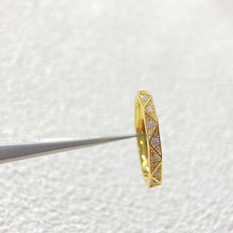Diamond Shaped Full Refers To V Gold Paper Short Love Long Couple Pairing Ring Set With Diamond Grid Home High Version_voghion.com